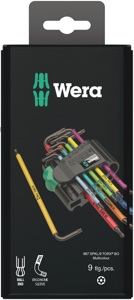 1 SB Jeu de clés mâles coudées BO Multicolour, BlackLaser 967/9 TORX BO 1 WERA - 05073599001