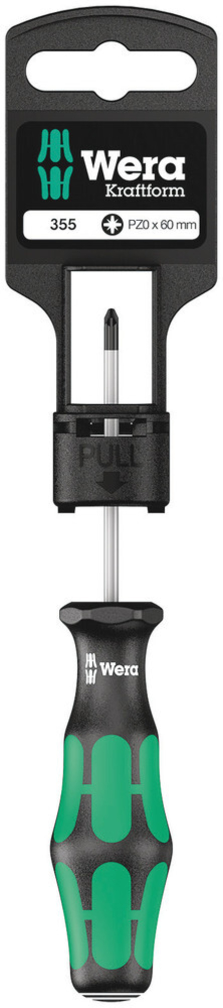 Tournevis pour vis cruciformes PZ 355 PZ 0 x 60 mm Hang-Tag WERA - 05100055001