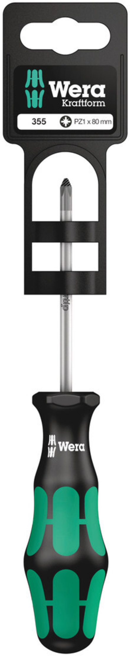 Tournevis pour vis cruciformes PZ 355 PZ 1 x 80 mm Hang-Tag WERA - 05100056001