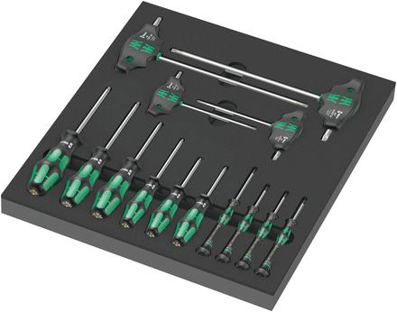 Jeu de 14 tournevis avec fonction de retenue 9712 Insert en mousse jeu de tournevis TORX HF 1 Wera - 05150103001